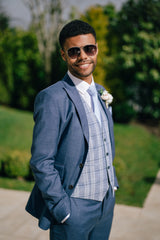 Italian Blue Slim Fit Suit Hire Package for men, ideal for weddings, proms, or formal hire.