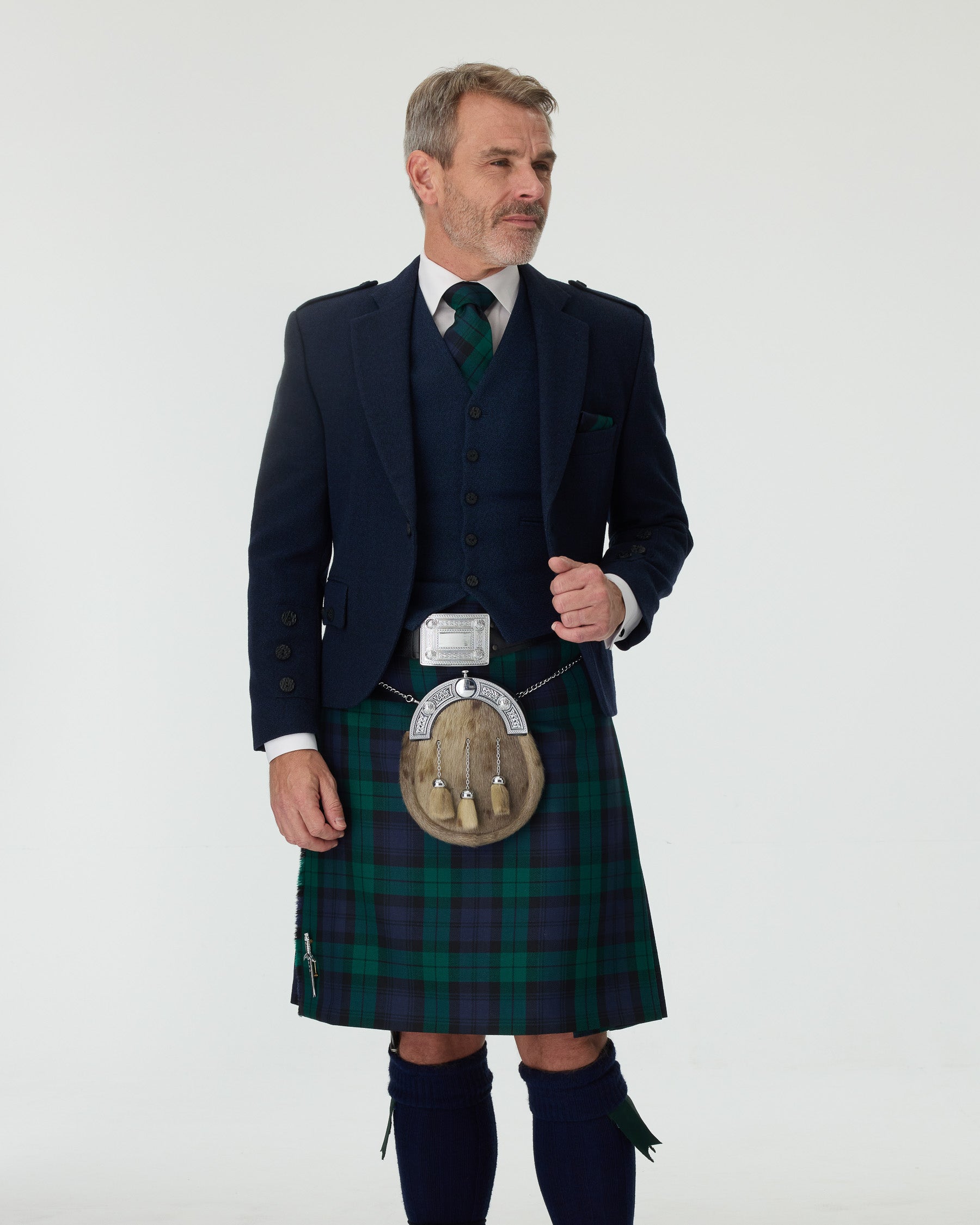 Navy Tweed Jacket & Black Watch Kilt Hire Package