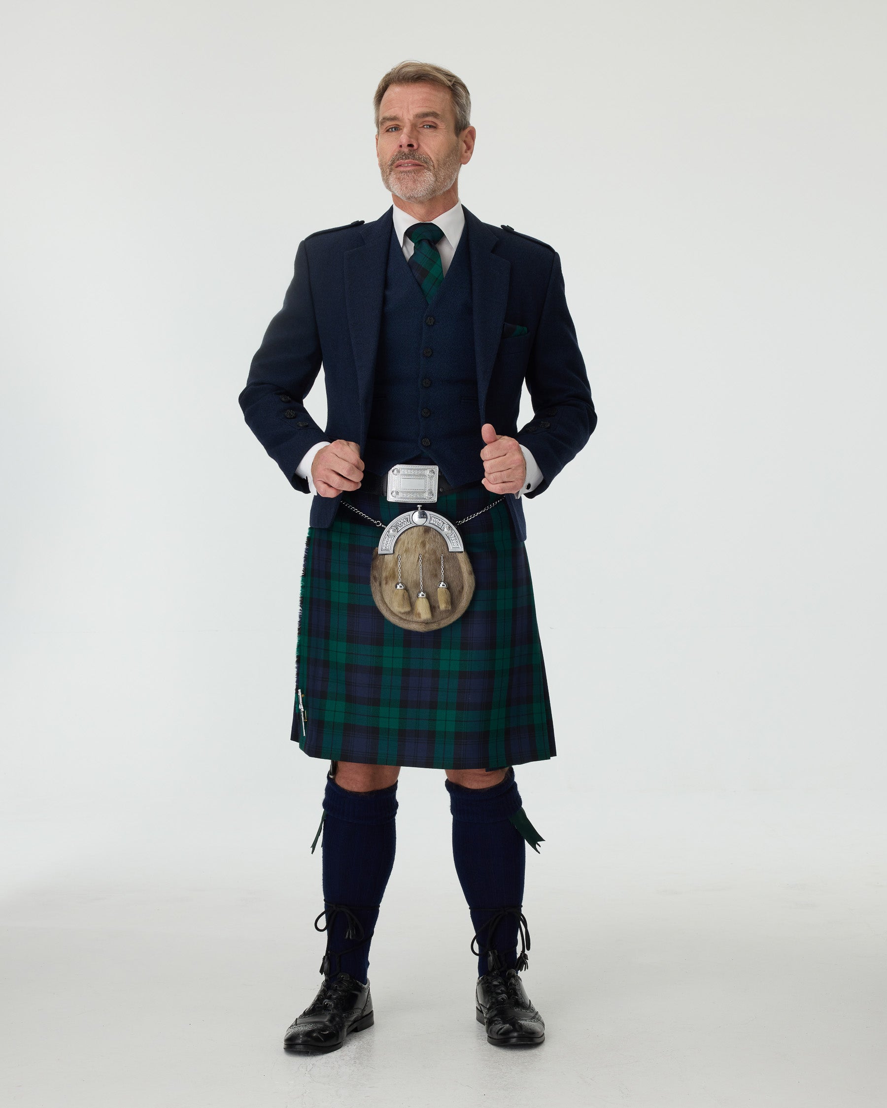 Navy Tweed Jacket & Black Watch Kilt Hire Package