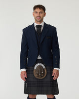 Navy Tweed Jacket & Grey Spirit Kilt Hire Package