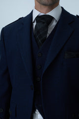 Navy Tweed Jacket & Grey Spirit Kilt Hire Package