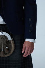 Navy Tweed Jacket & Grey Spirit Kilt Hire Package