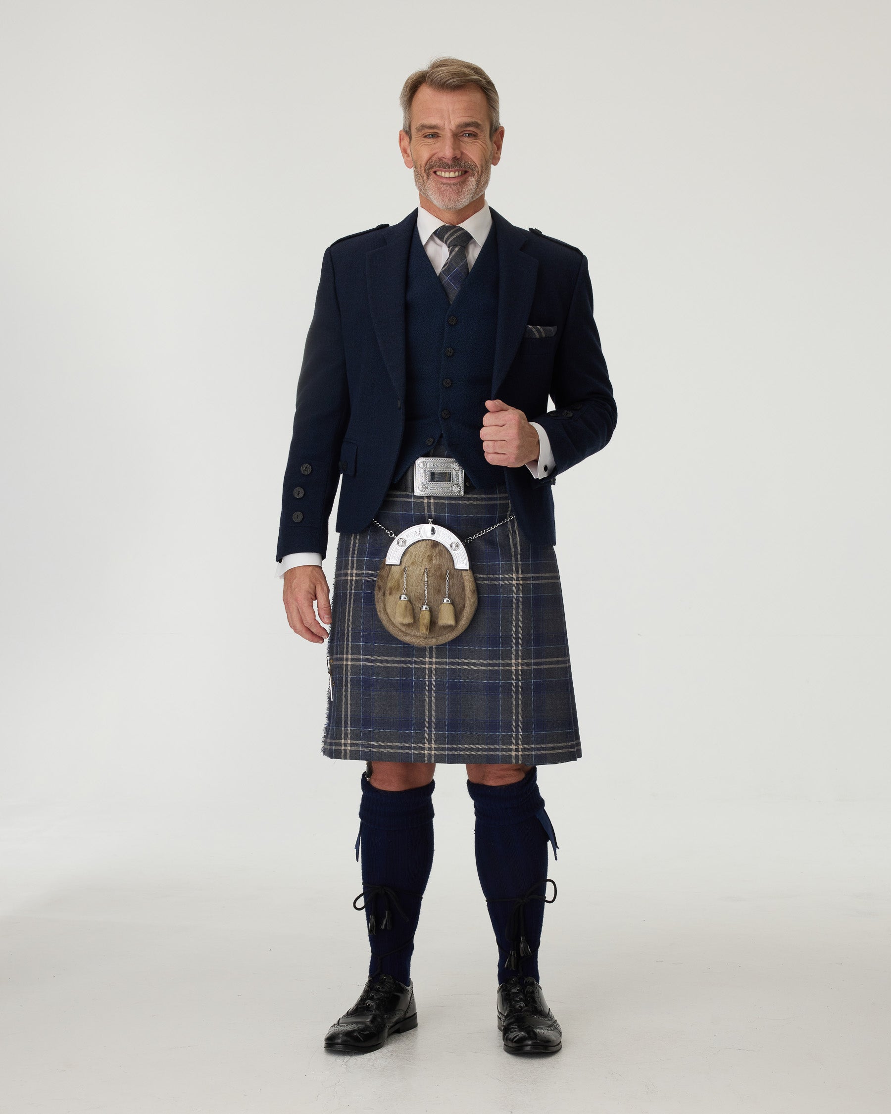 Navy Tweed Jacket & Highland Storm Kilt Hire Package