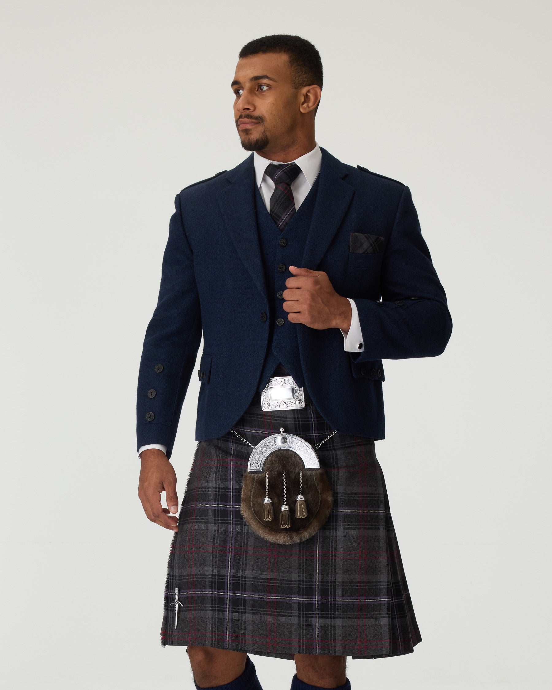 Navy Tweed Jacket & Scottish Spirit Kilt Hire Package