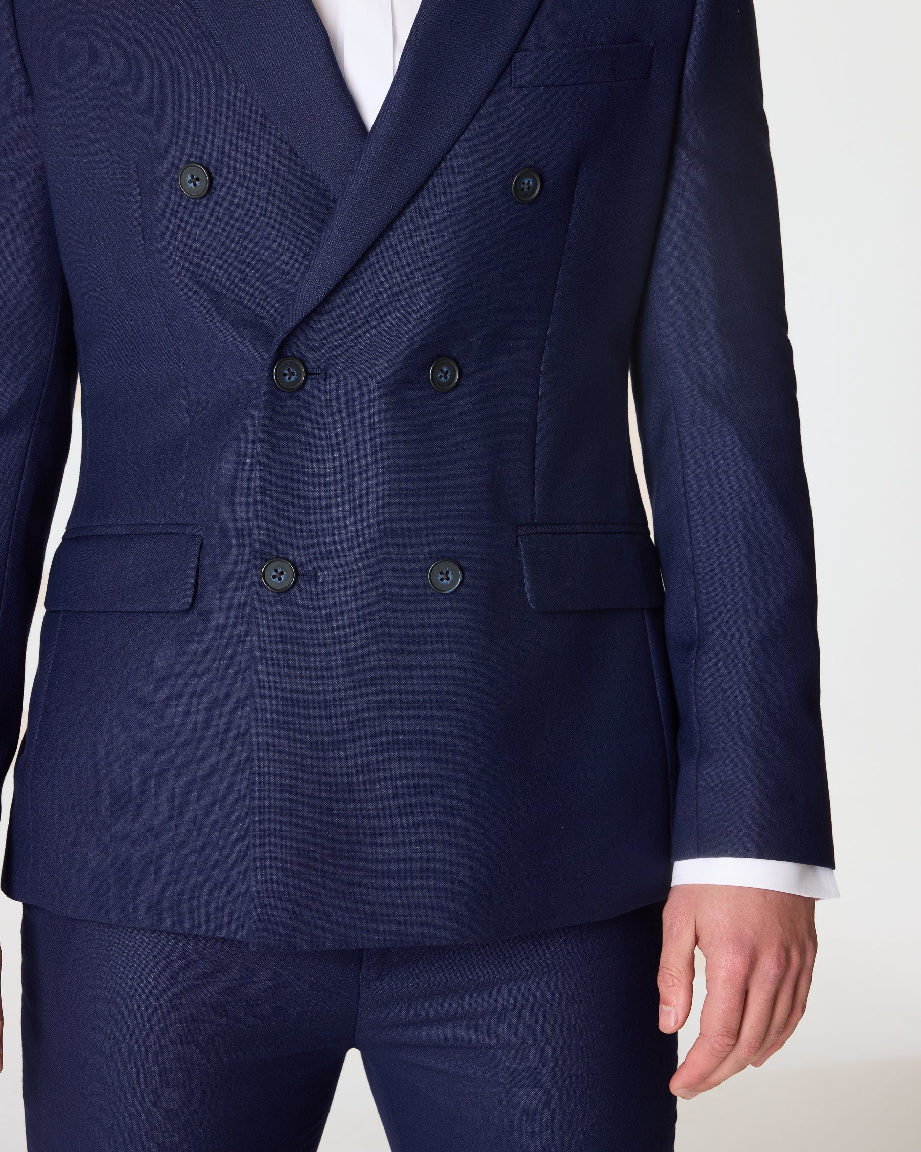Navy Double Breasted Slim Fit Suit
