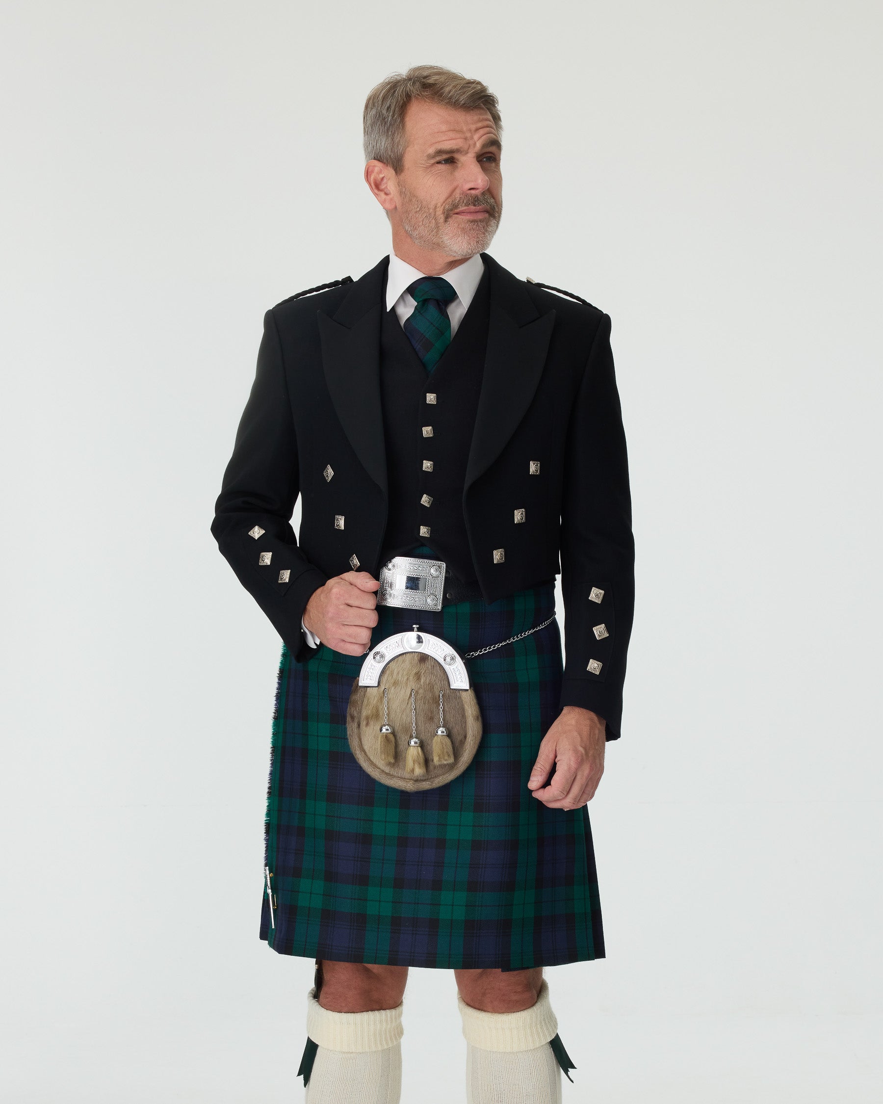 Prince Charlie Jacket & Black Watch Kilt Hire Package