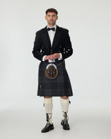 Prince Charlie Jacket & Grey Spirit Kilt Hire Package