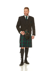 Charcoal Tweed Jacket & Black Watch Kilt Hire Package for men. Ideal for weddings, proms, or Highlandwear events. 