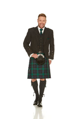 Charcoal Tweed Jacket & Black Watch Kilt Hire Package for men. Ideal for weddings, proms, or Highlandwear events. 