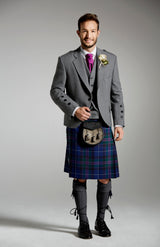 Light Grey Tweed Jacket & Spirit of Bannockburn Kilt Hire Package for men. Ideal for weddings, proms, or Highlandwear events.
